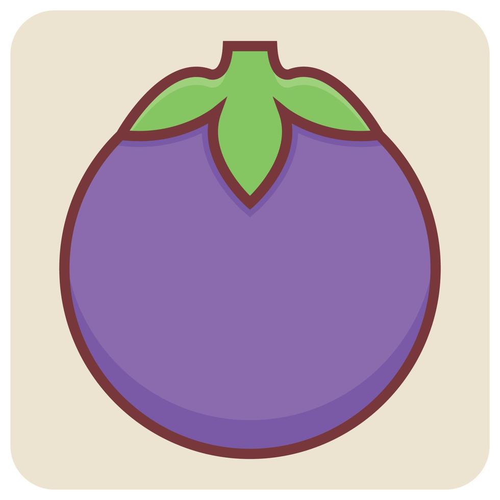 Filled color outline icon for brinjal. vector