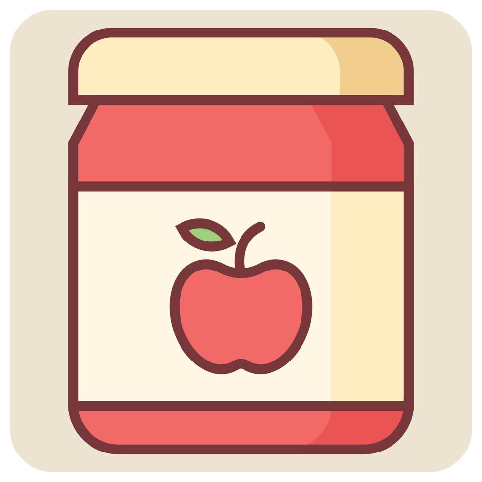 Filled color outline icon for apple jam. vector