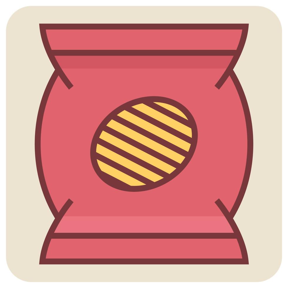 Filled color outline icon for potato chips. vector