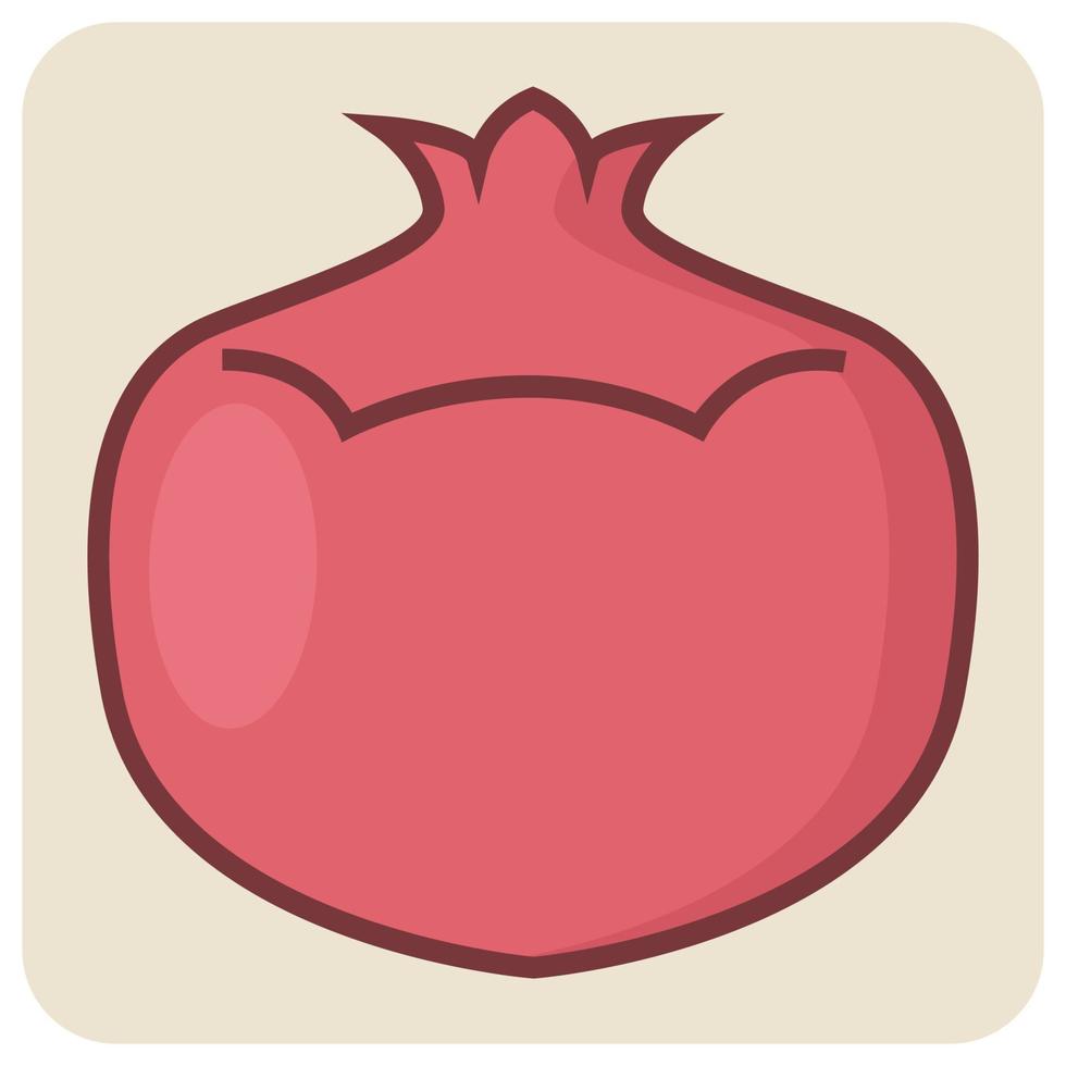 Filled color outline icon for pomegranate. vector