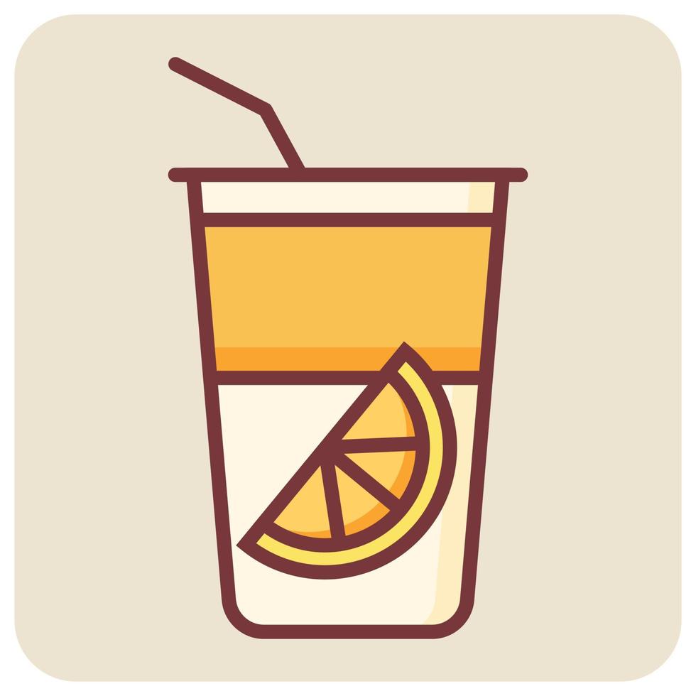 lleno color contorno icono para naranja vaso. vector