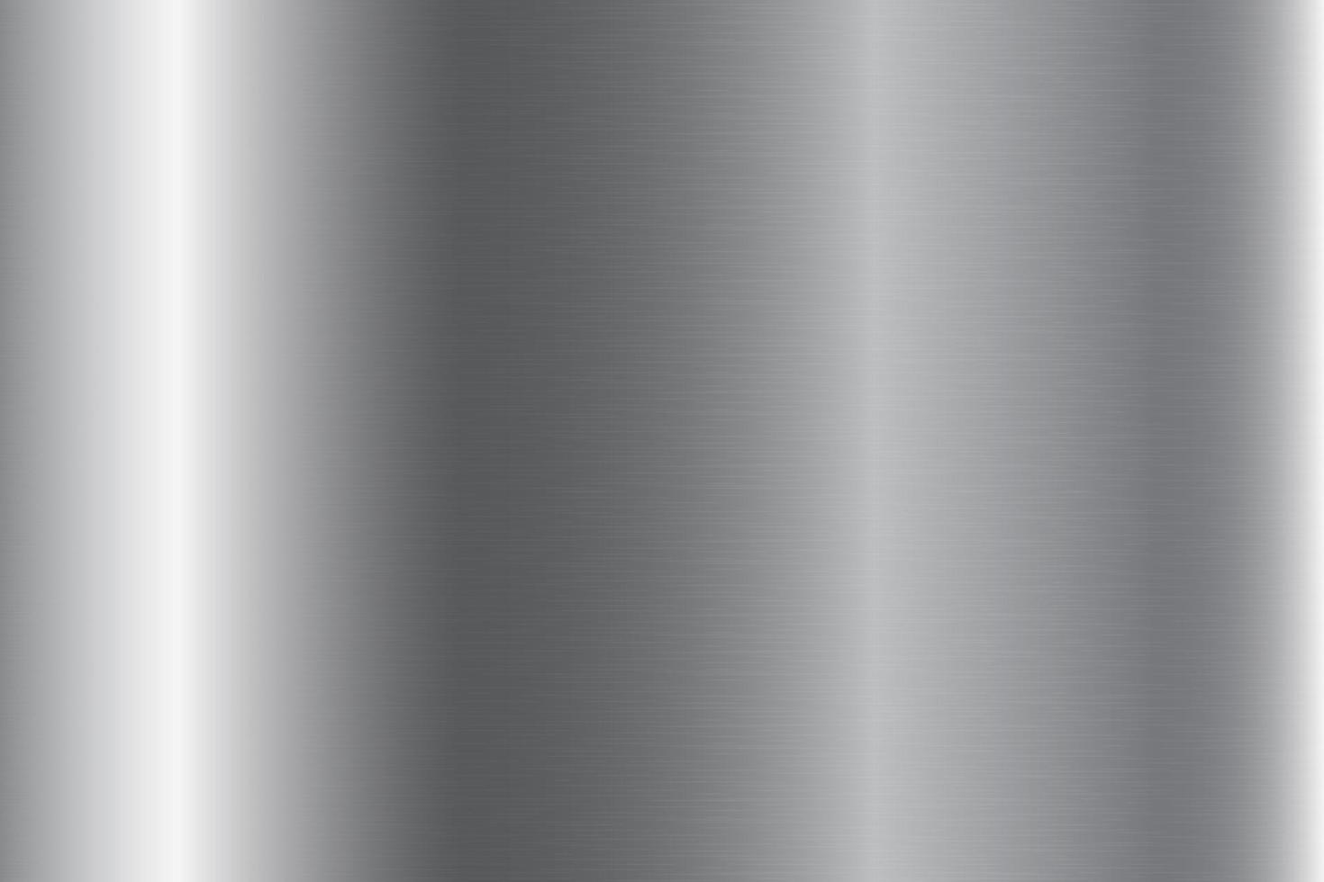 Silver foil background. Metal gradient vector shiny pattern. Chrome stainless gradation surface with reflection. Glossy grey brushed material.