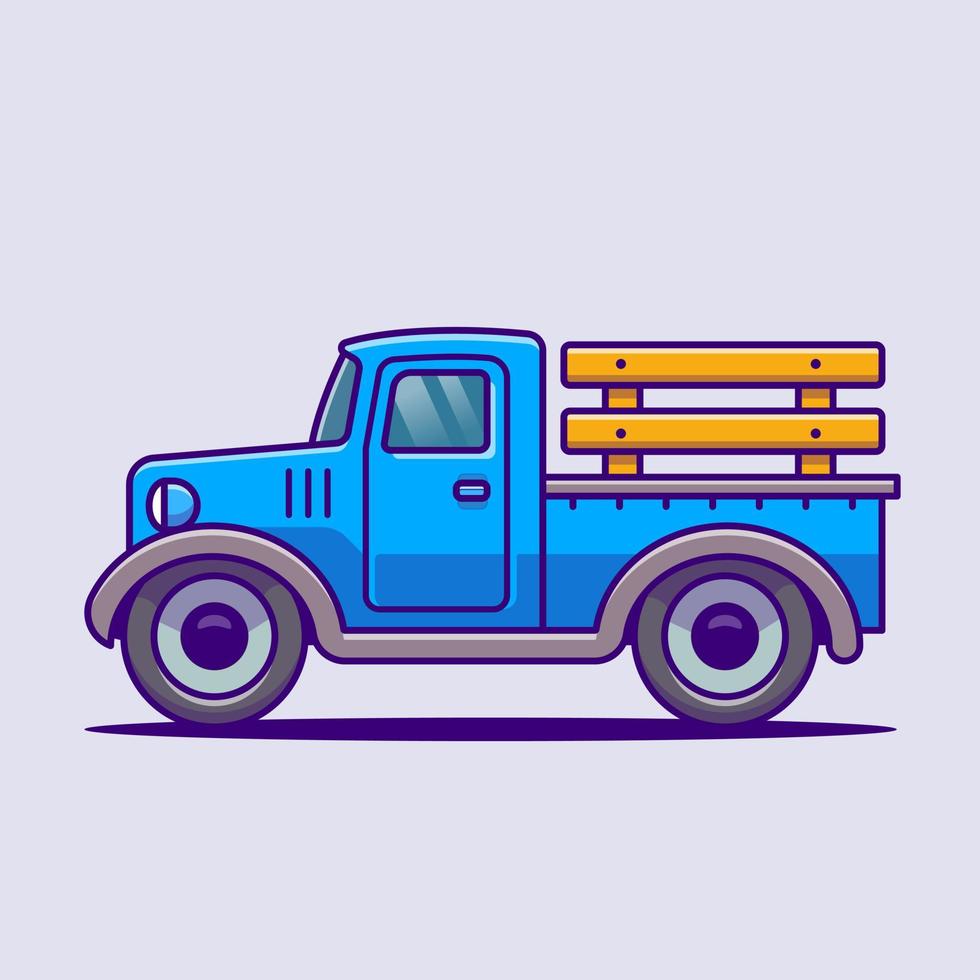 Car Farm Cartoon Vector Icon Illustration. Farm Transportation Icon Concept Isolated Premium Vector. Flat Cartoon Style