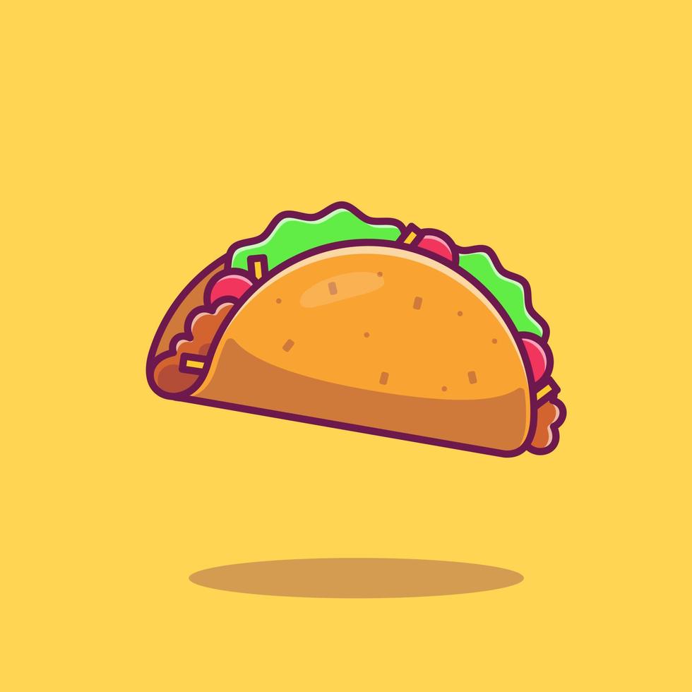 taco dibujos animados vector icono ilustración. rápido comida icono concepto aislado prima vector. plano dibujos animados estilo