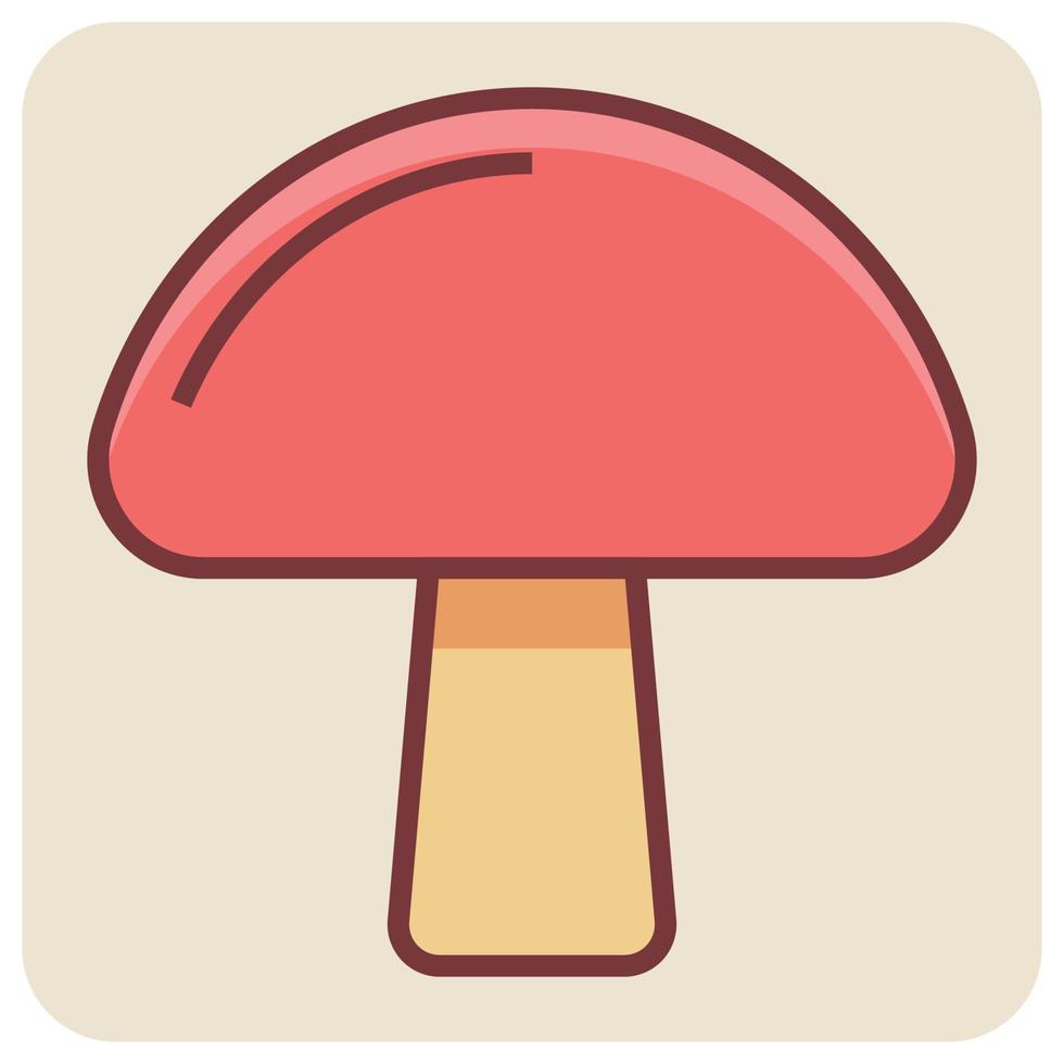 Filled color outline icon for mushroom. vector