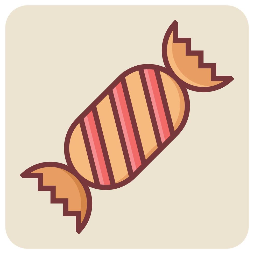Filled color outline icon for toffee. vector