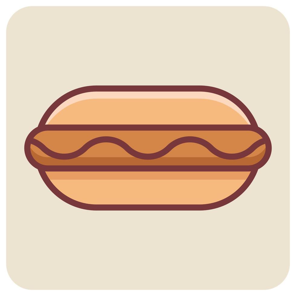 Filled color outline icon for sausage. vector