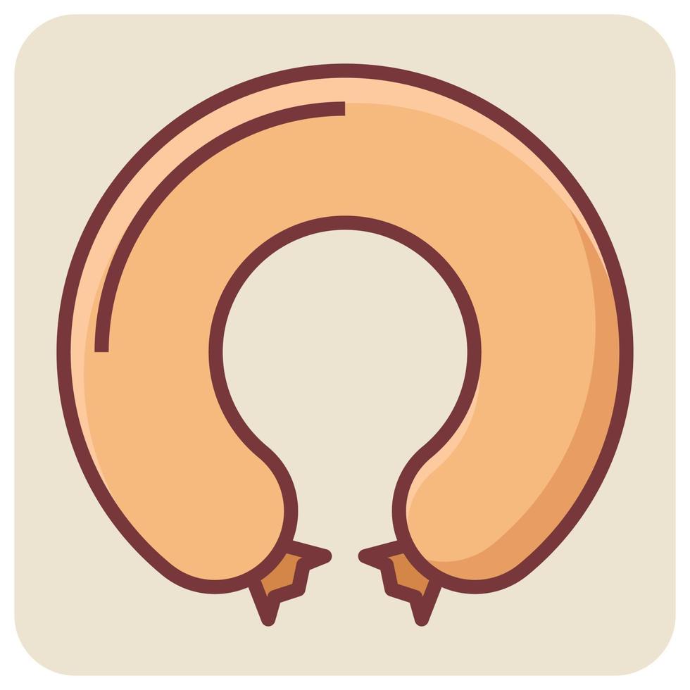 Filled color outline icon for sausage. vector