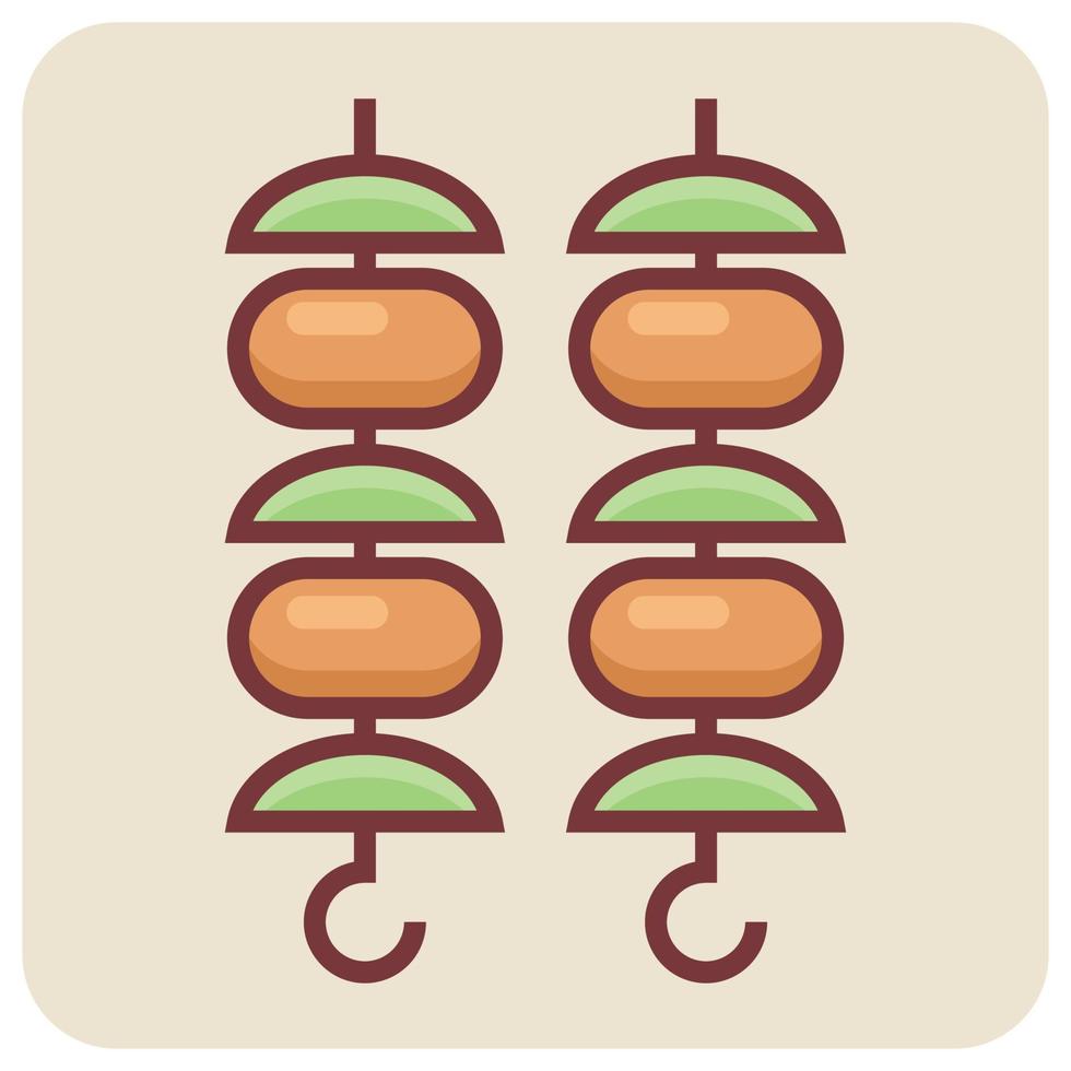 Filled color outline icon for barbecue. vector