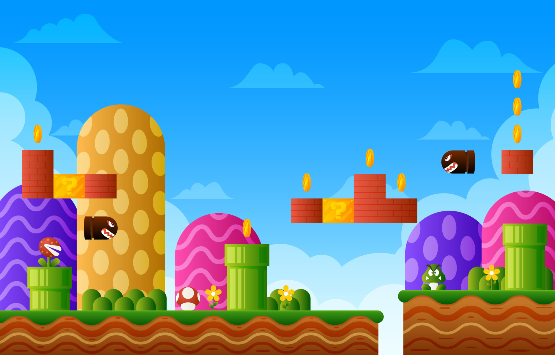 colinas super mario jogo. fundo a partir de vídeo jogos 23205589 Vetor no  Vecteezy