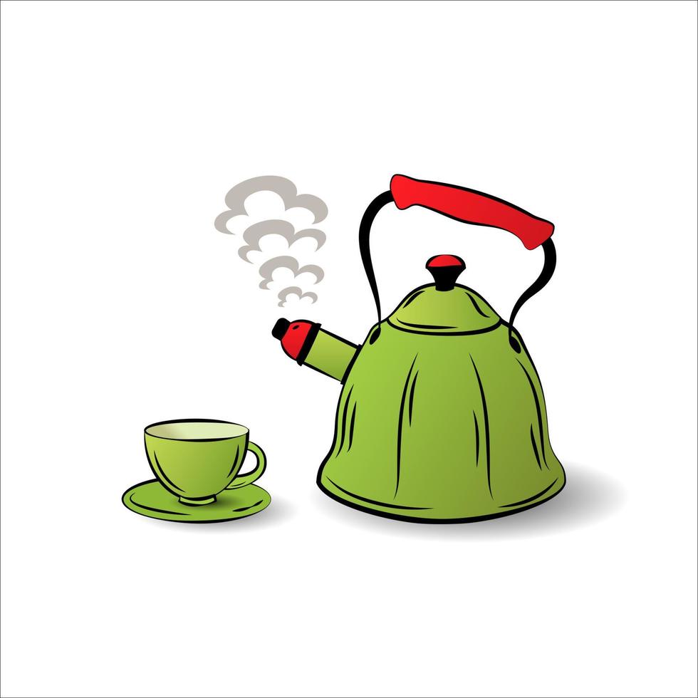 el tetera y taza icono. té símbolo. plano vector ilustración, un blanco para animación