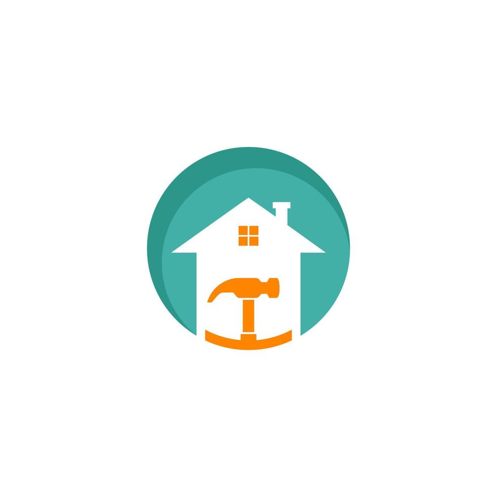 color house logo with a hammer in the center vector