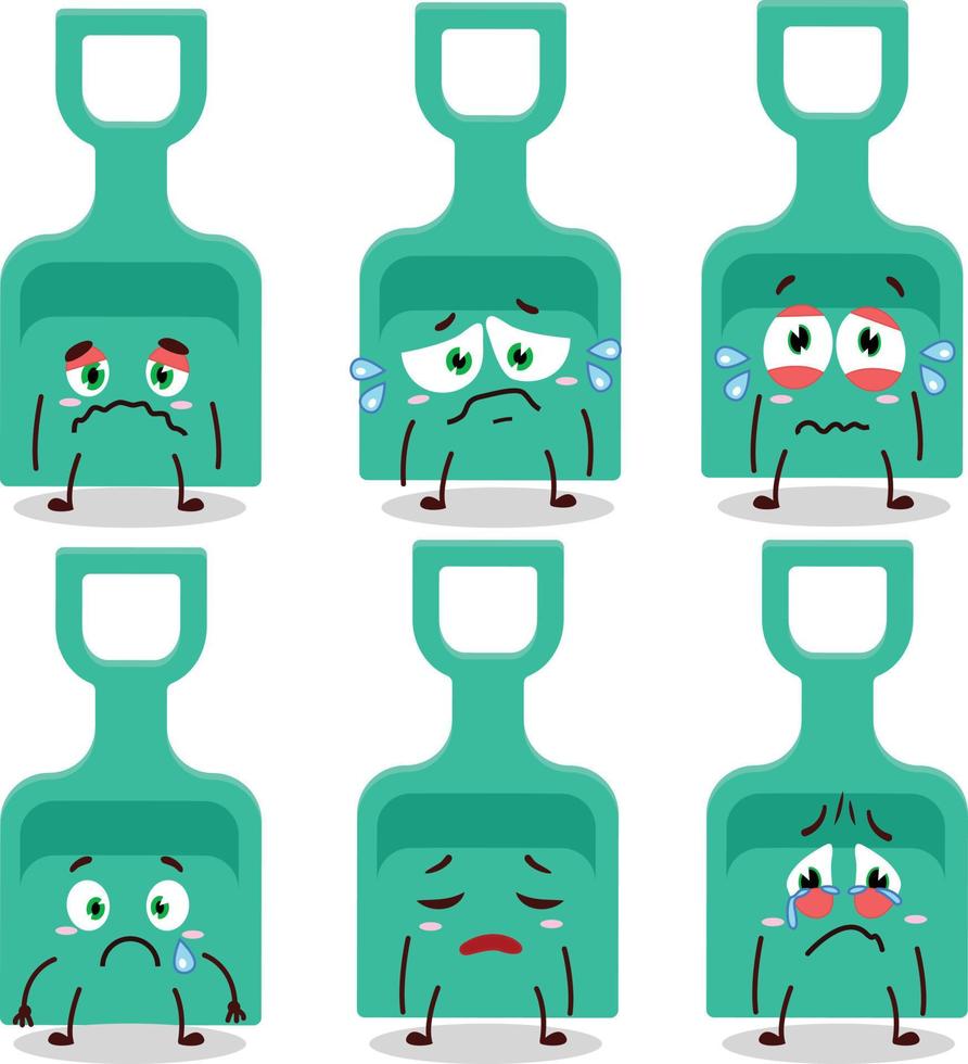 Sand shovel cartoon character with sad expression vector
