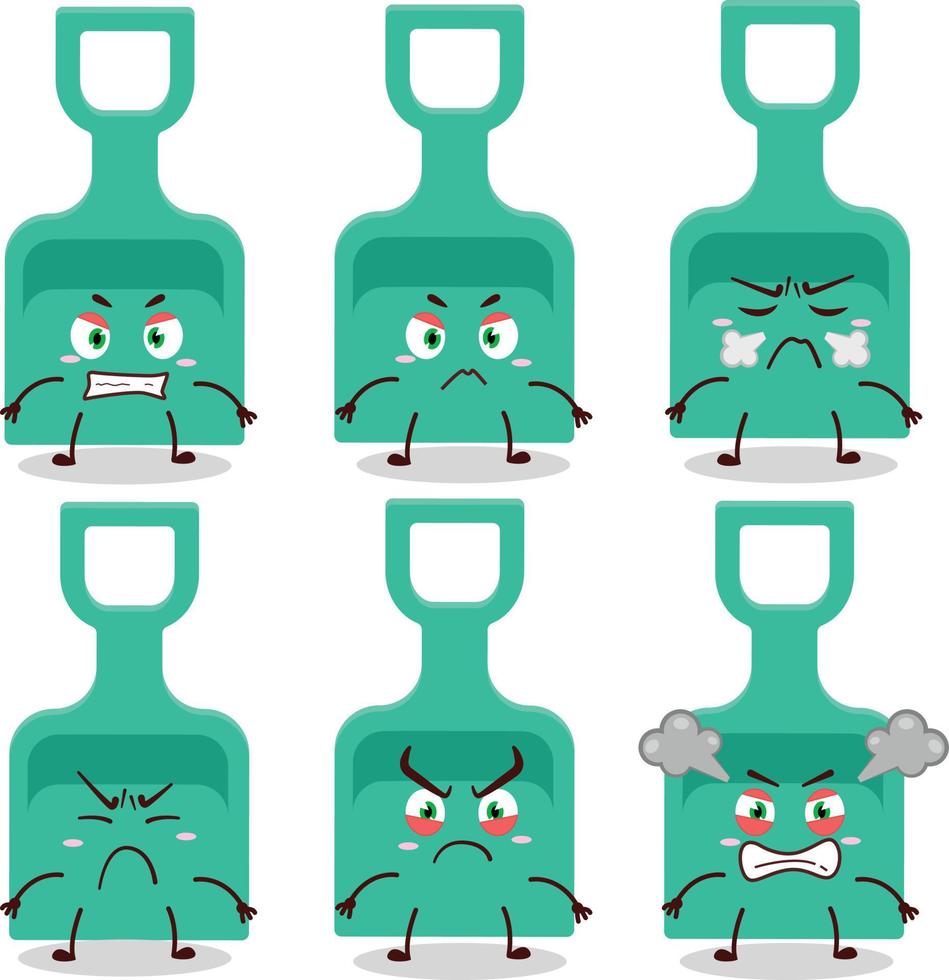 Sand shovel cartoon character with various angry expressions vector