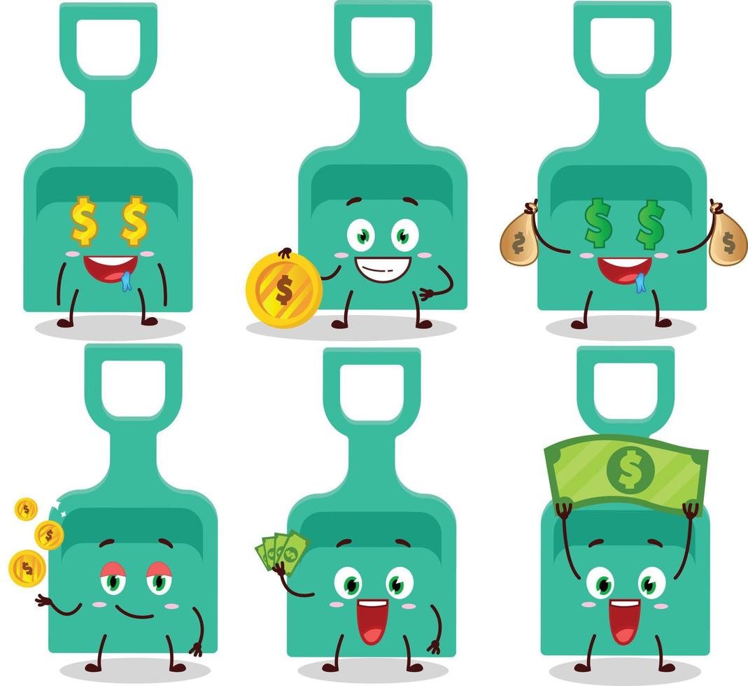 Sand shovel cartoon character with cute emoticon bring money vector