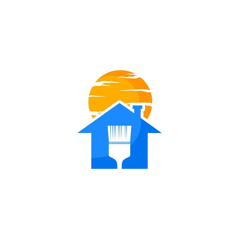 color house logo with a paint brush in the middle vector