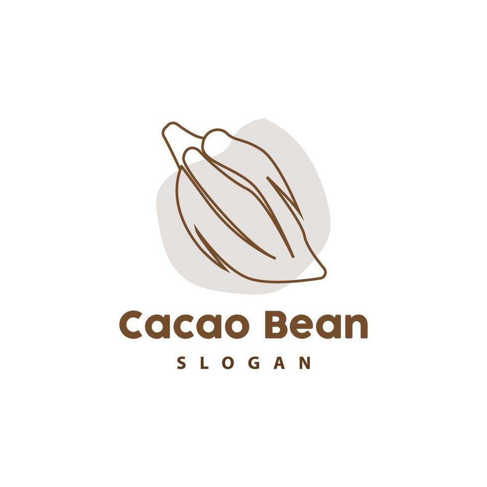 Vintage Cacao Logo, Cocoa Fruit Plant Logo, Chocolate Vector For Bakery, Abstract Line Art Chocolate Design