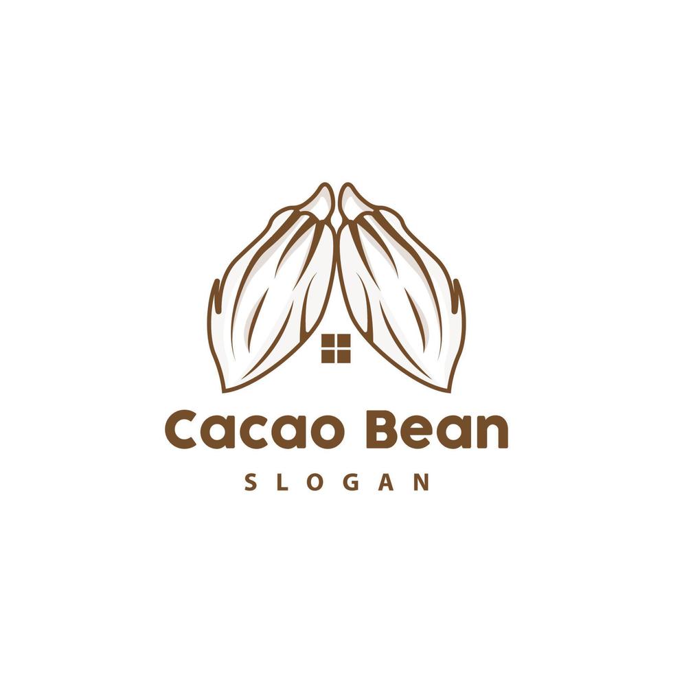 Vintage Cacao Logo, Cocoa Fruit Plant Logo, Chocolate Vector For Bakery, Abstract Line Art Chocolate Design