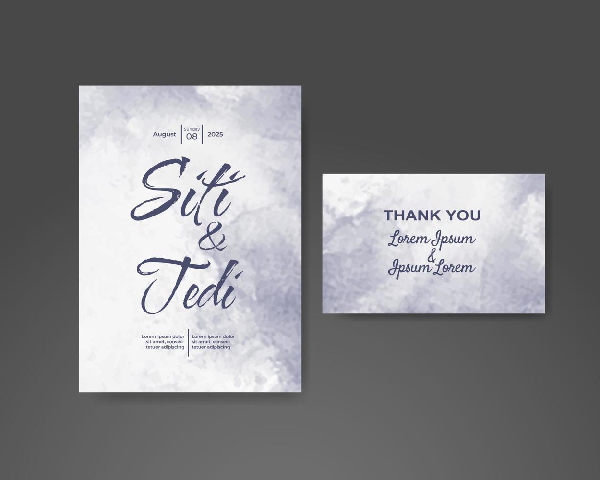 Wedding invitation with abstract watercolor background vector