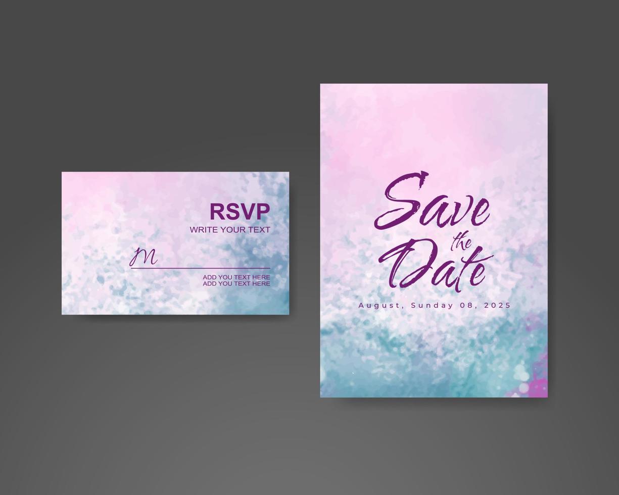 Wedding invitation with abstract watercolor background vector