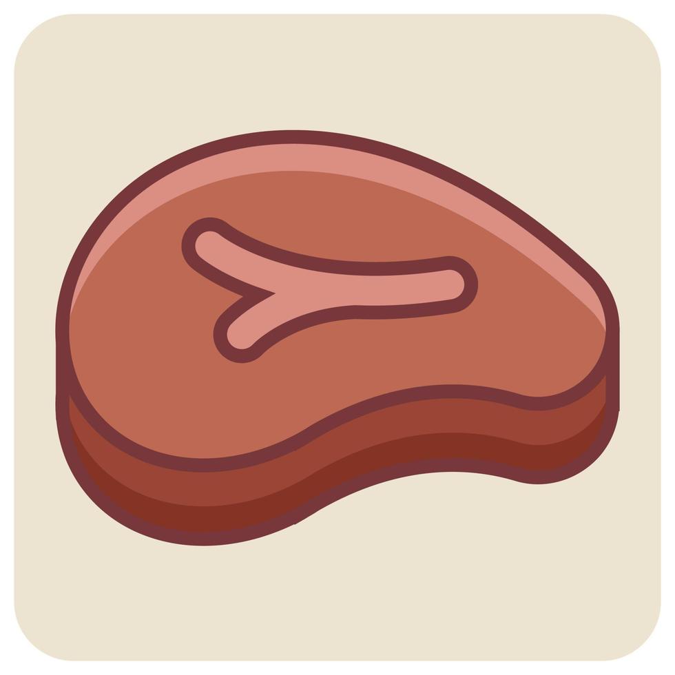 Filled color outline icon for beef. vector