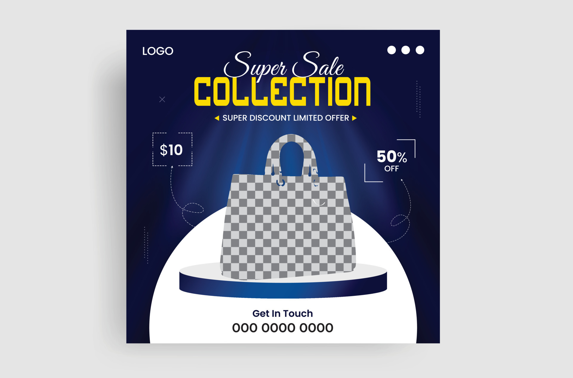 Social media post fashion bag or ladies bag sale banner layout flyer template 21726302 Vector