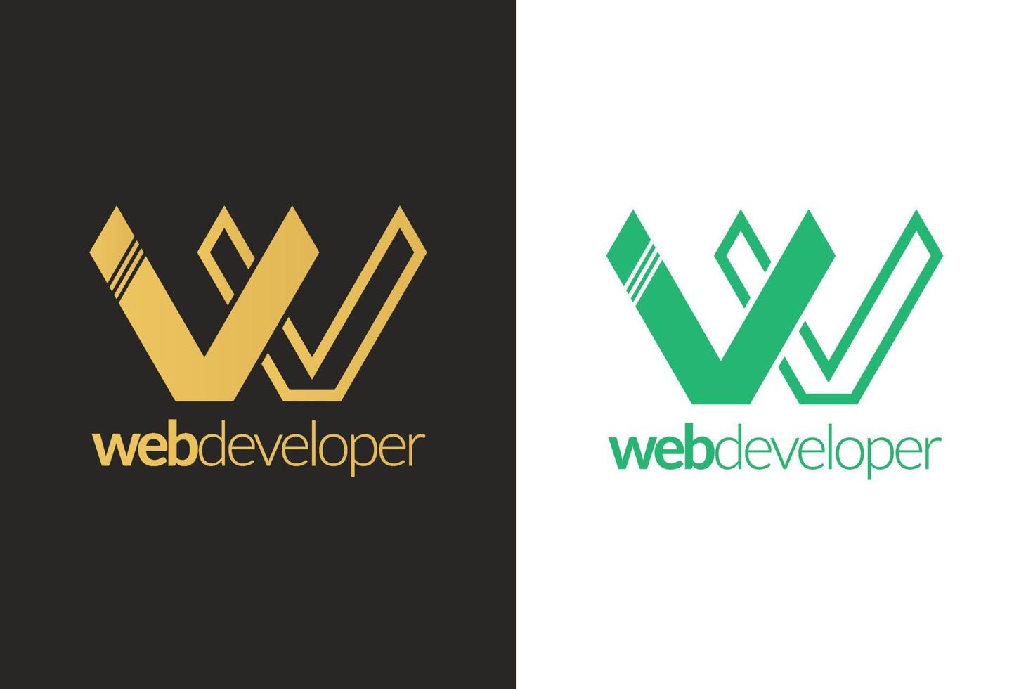 web desarrollador letra w logo vector