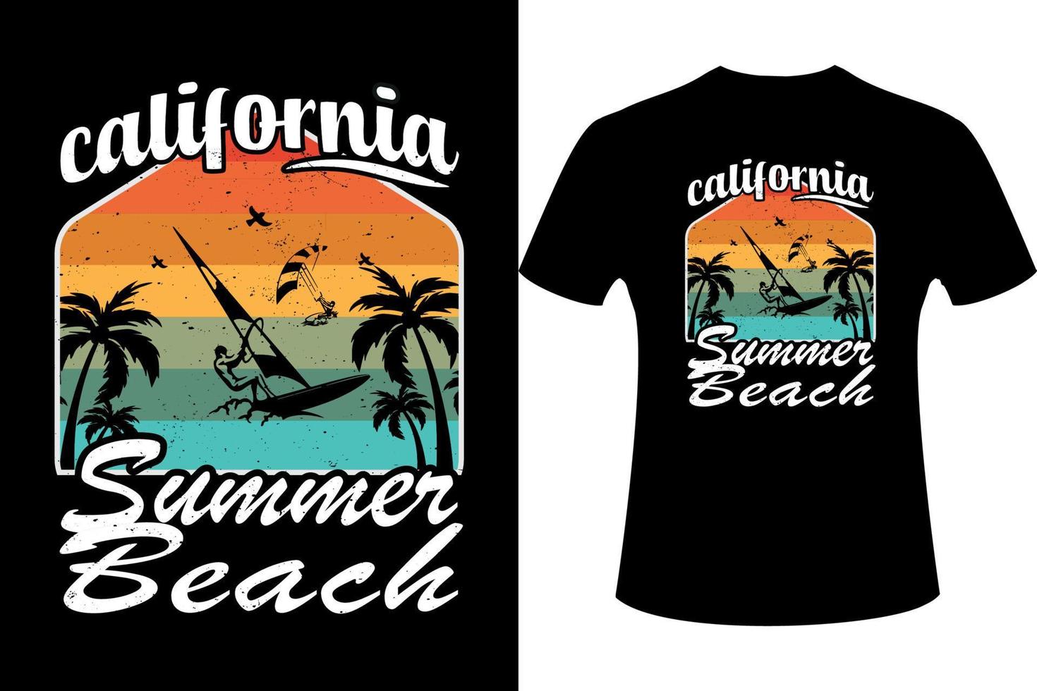 California summer beach Vector illustration for t-shirt design with slogan. Vector illustration design for fashion fabrics, textile graphics, prints.