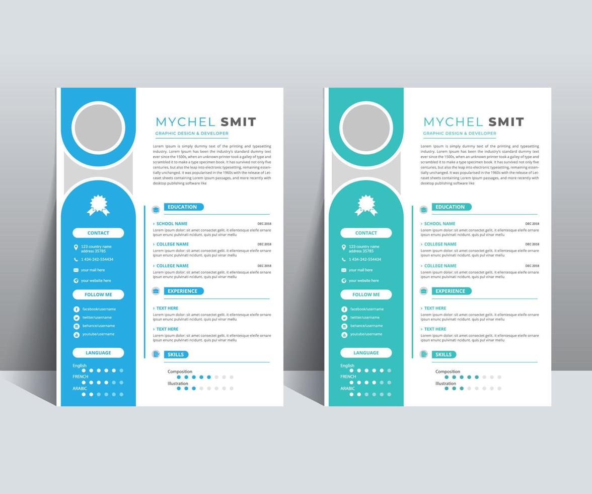 Clean Resume CV Template vector