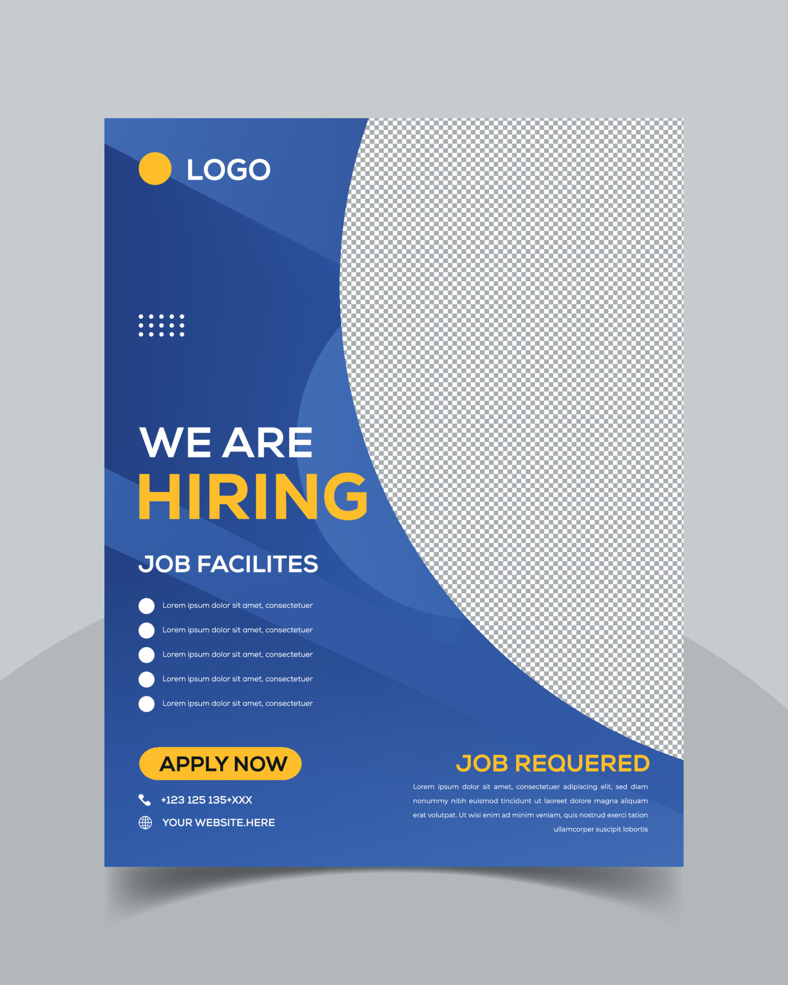 We are hiring flyer design. Job offer leaflet template. We are hiring