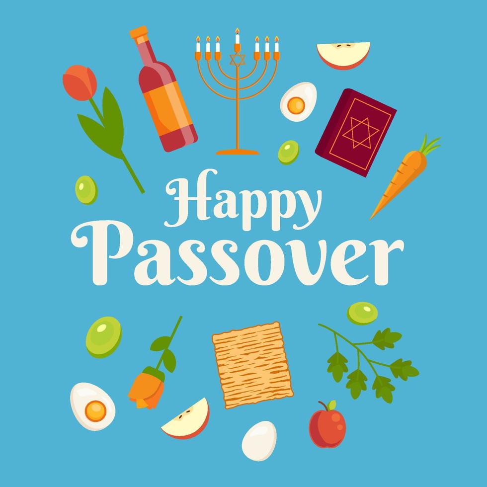 happy passover illustration in flat design style vector