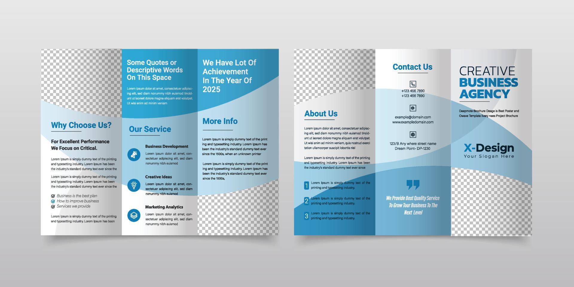 Abstract blue shape trifold business brochure design, Company profile brochure vector