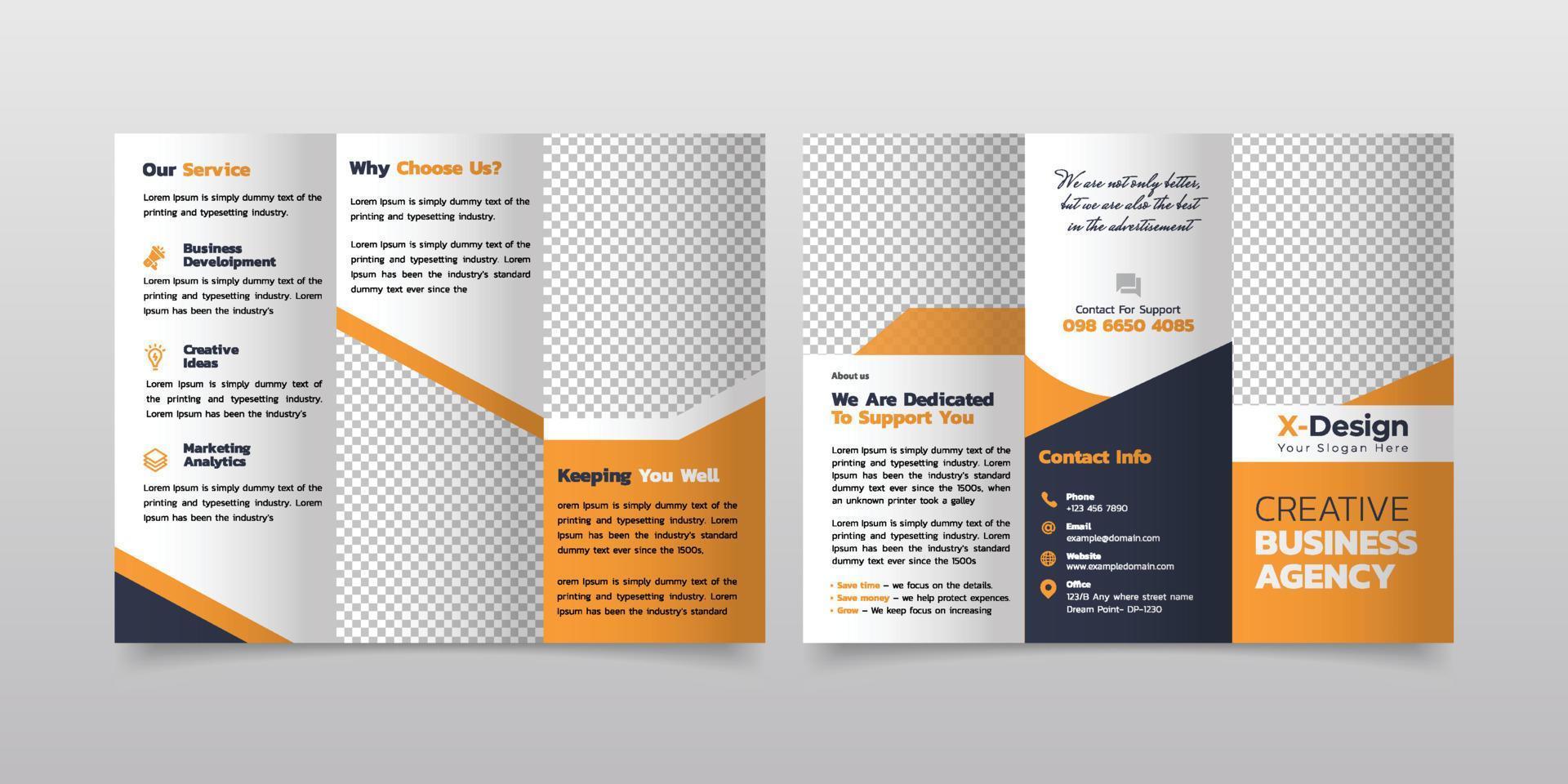 Trifold brochure template for promotion marketing, creative company profile template layout vector