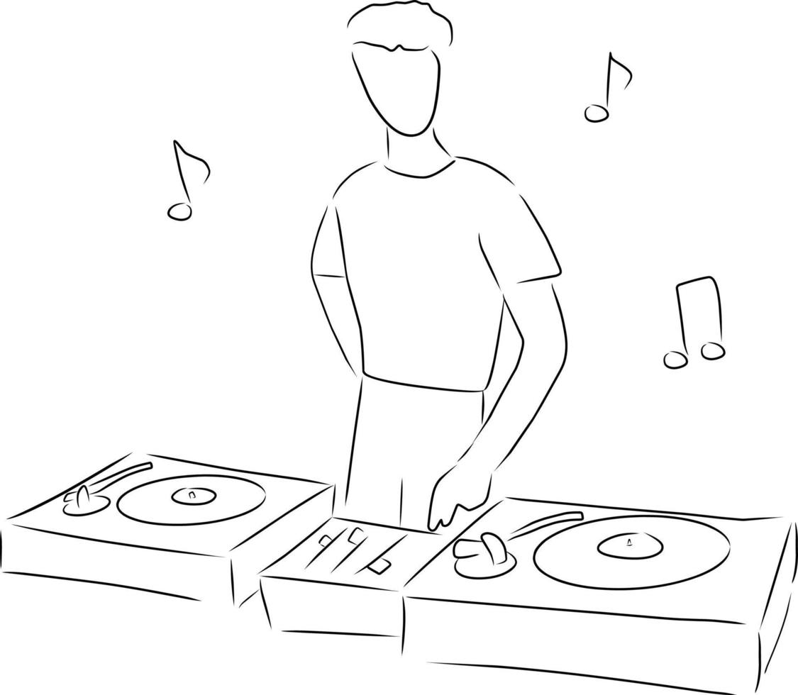 DJ, vector. mano dibujado bosquejo. vector