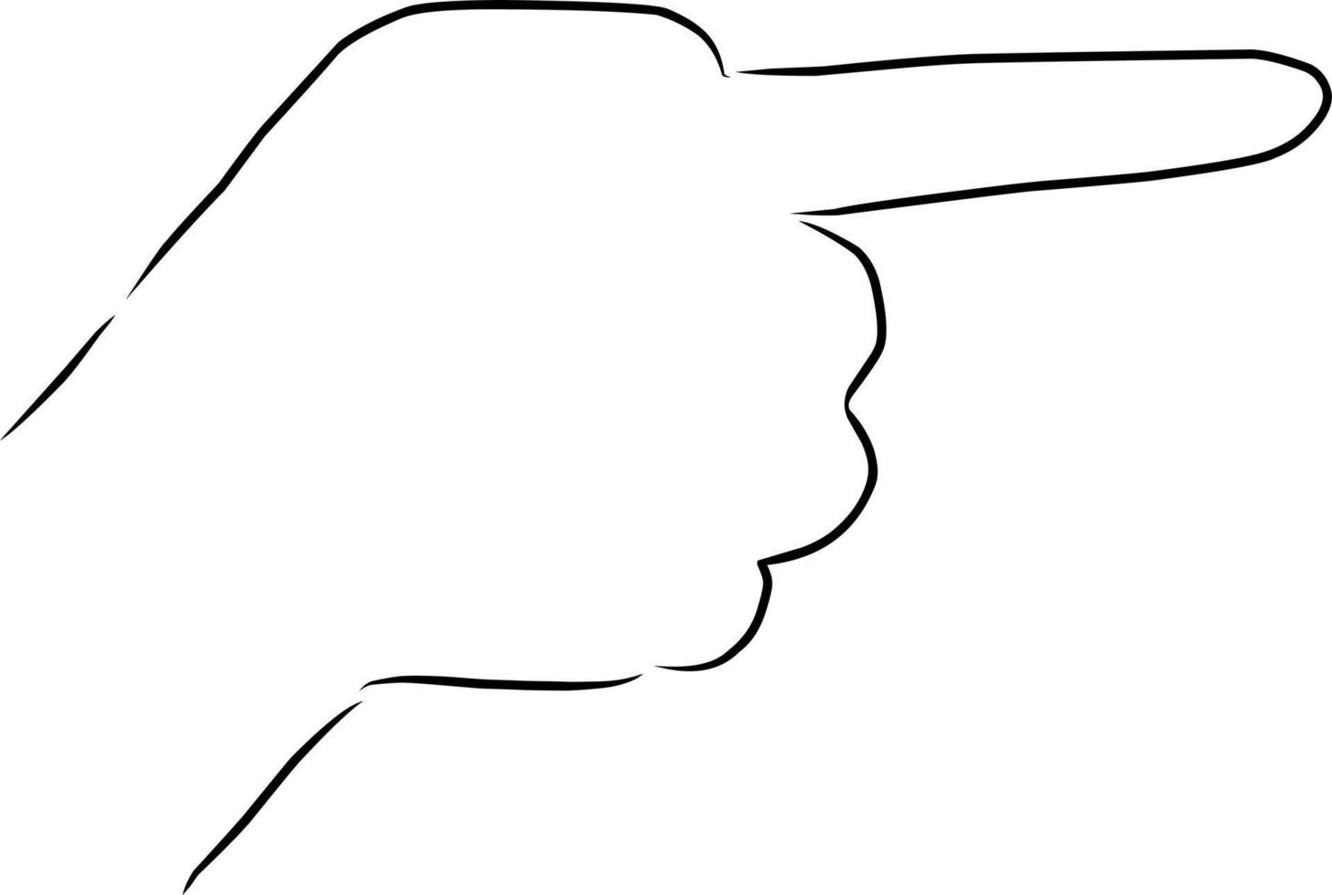 Hand points, vector. Hand drawn sketch. vector