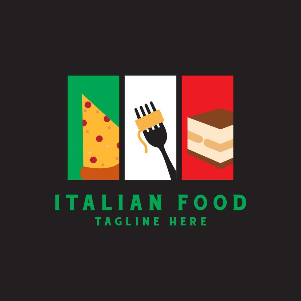 italiano comida Pizza espaguetis restaurante logo vector icono símbolo ilustrador diseño