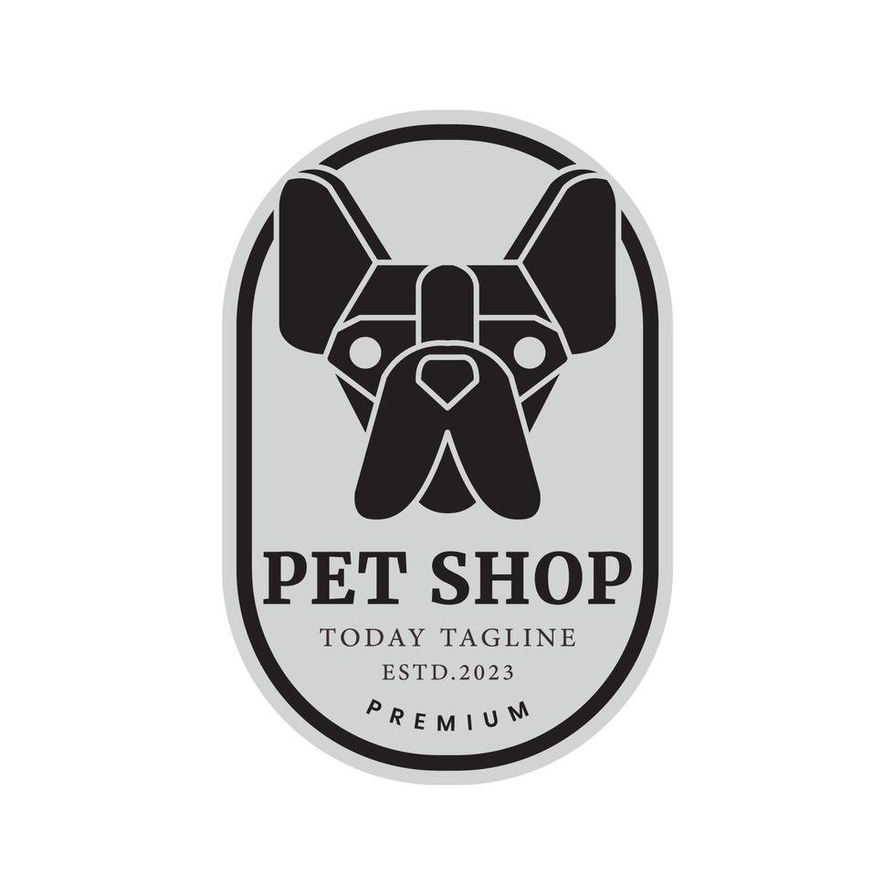 chihuahua dog head logo badge line vector icon illustration symbol design template