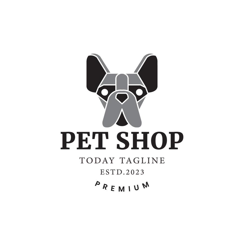 dog pet shop hipster logo vector icon illustration symbol design template