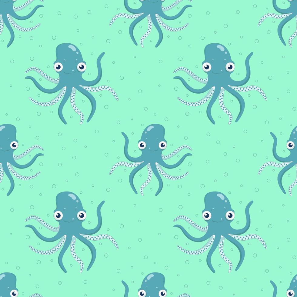 Vector seamless pattern with octopuses. Beautiful seamless pattern. Vector background