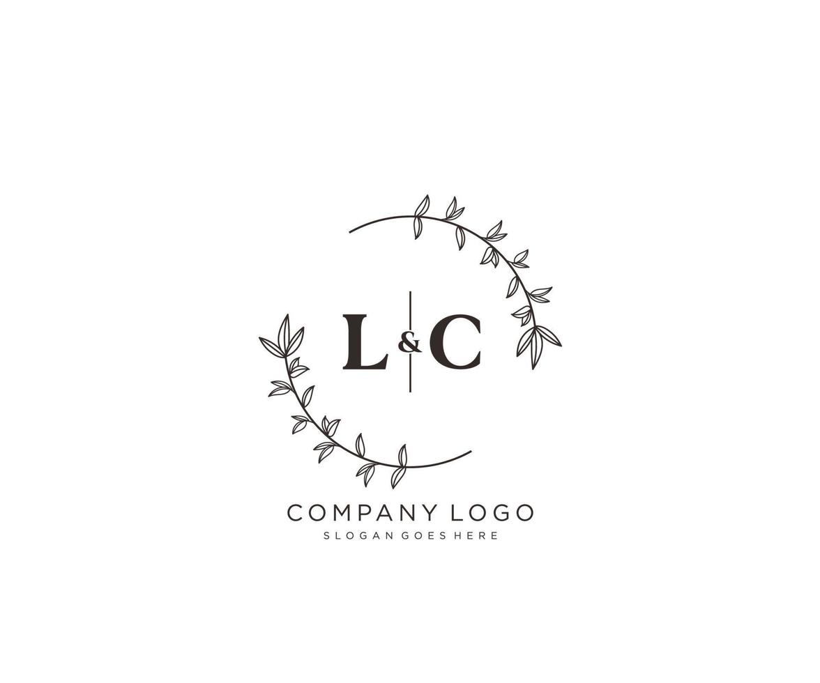 initial LC letters Beautiful floral feminine editable premade monoline logo suitable for spa salon skin hair beauty boutique and cosmetic company. vector