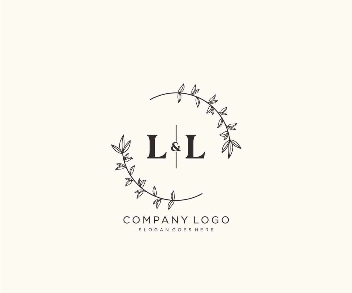 initial LL letters Beautiful floral feminine editable premade monoline logo suitable for spa salon skin hair beauty boutique and cosmetic company. vector