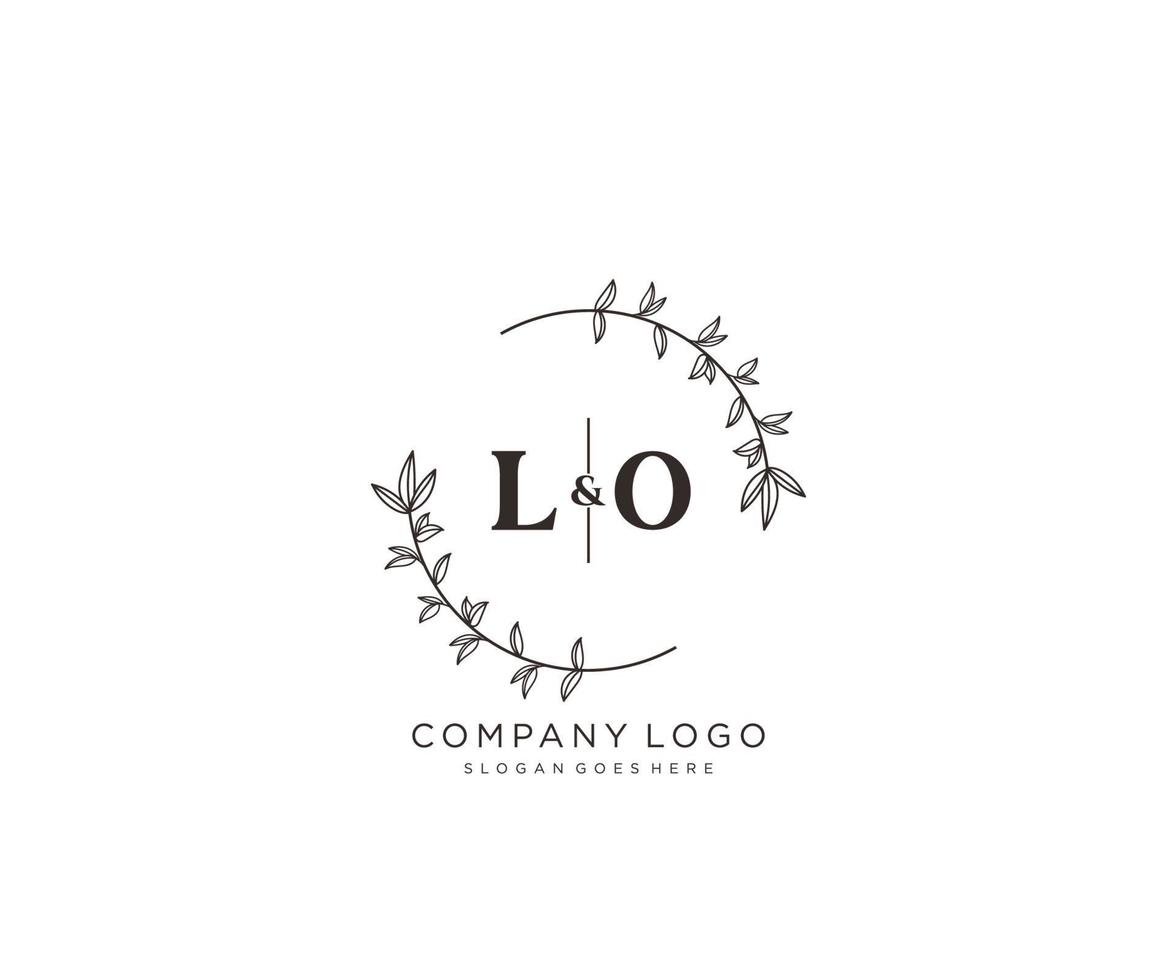 initial LO letters Beautiful floral feminine editable premade monoline logo suitable for spa salon skin hair beauty boutique and cosmetic company. vector