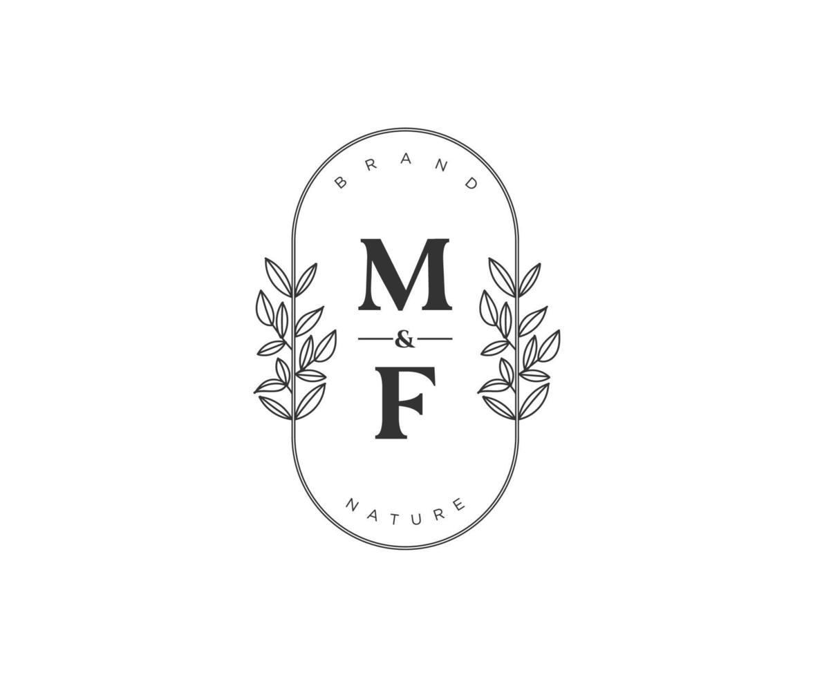 initial MF letters Beautiful floral feminine editable premade monoline logo suitable for spa salon skin hair beauty boutique and cosmetic company. vector