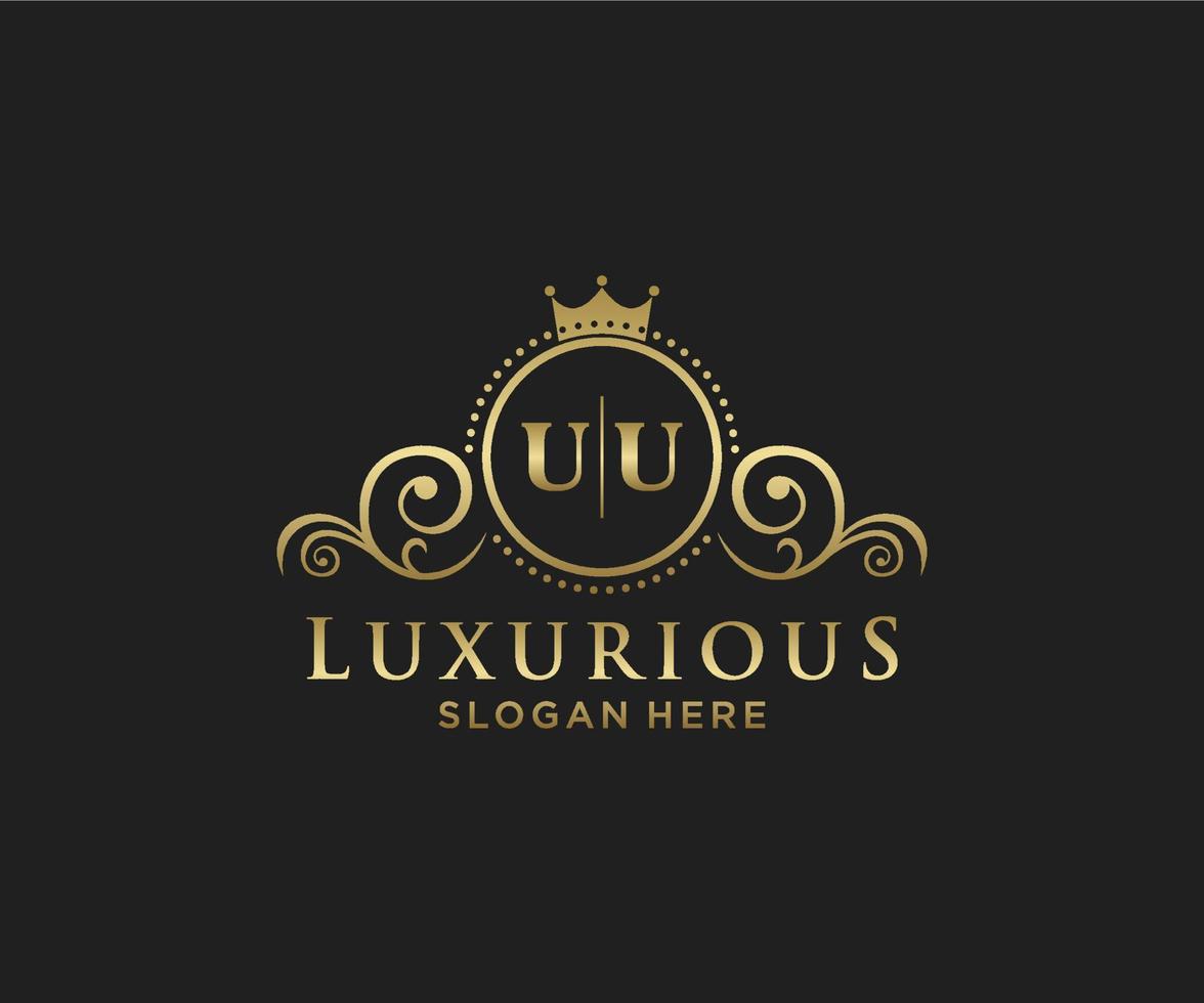 Initial UU Letter Royal Luxury Logo template in vector art for Restaurant, Royalty, Boutique, Cafe, Hotel, Heraldic, Jewelry, Fashion and other vector illustration.