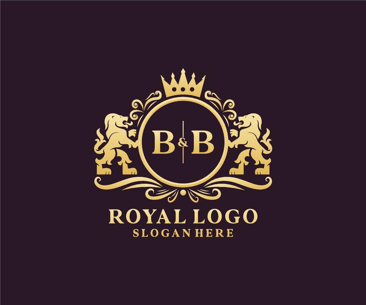 plantilla de logotipo de lujo real de león de letra bb inicial en arte vectorial para restaurante, realeza, boutique, cafetería, hotel, heráldica, joyería, moda y otras ilustraciones vectoriales. vector