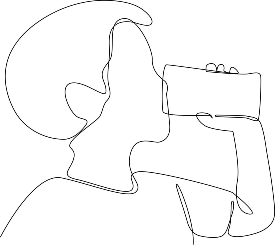 Continuous one line drawing happy boy drinking a glass of water. Concept of home health care activities. Single line draw design vector graphic illustration.