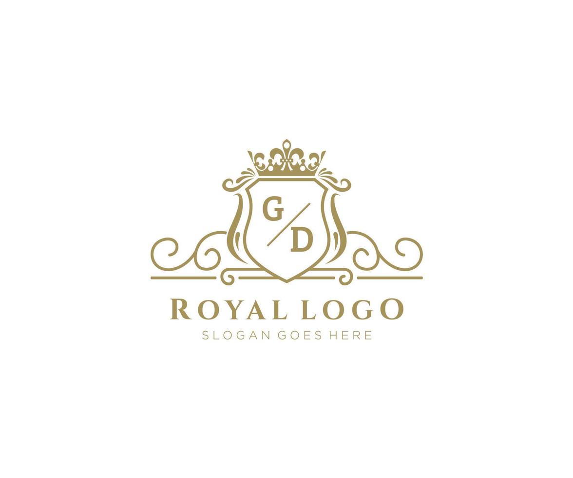 Initial GD Letter Luxurious Brand Logo Template, for Restaurant, Royalty, Boutique, Cafe, Hotel, Heraldic, Jewelry, Fashion and other vector illustration.