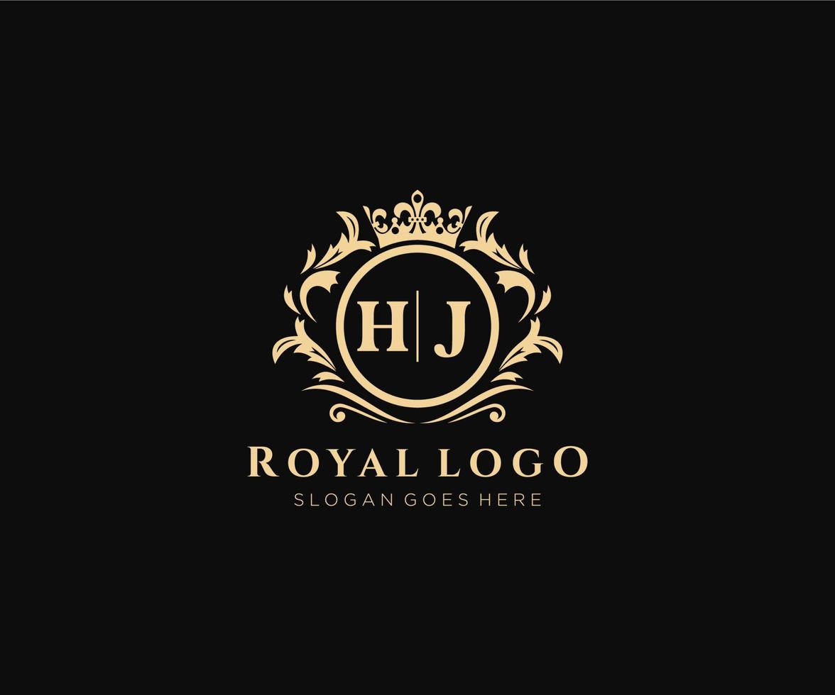 Initial HJ Letter Luxurious Brand Logo Template, for Restaurant, Royalty, Boutique, Cafe, Hotel, Heraldic, Jewelry, Fashion and other vector illustration.