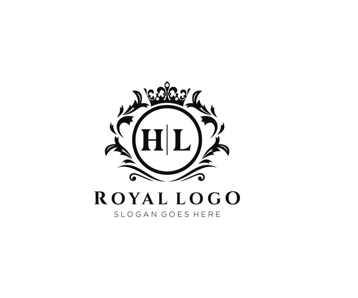 Initial HL Letter Luxurious Brand Logo Template, for Restaurant, Royalty, Boutique, Cafe, Hotel, Heraldic, Jewelry, Fashion and other vector illustration.