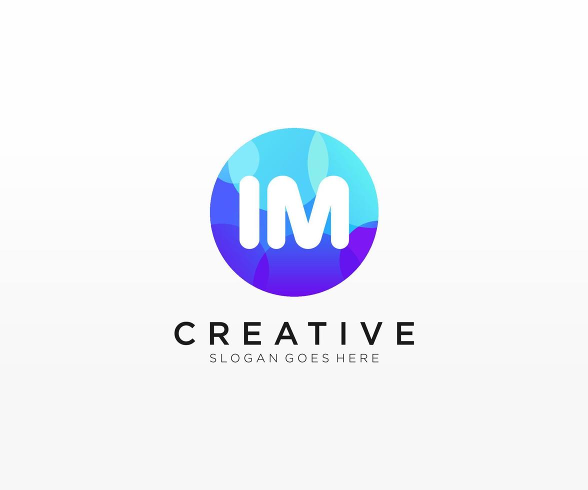 IM initial logo With Colorful Circle template vector. vector